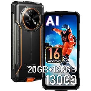 DOOGEENEXT Fire 5 Pro 4G Rugged Smartphone 13000mAh 20GB+128GB/2TB Cellulare Antiurto | Android 16 Telefono Indistruttibile 6.6" HD+ 90Hz, Fotocamera 13MP, 4G Lte Dual SIM/Gemini AI/NFC/Face ID/GPS/OTG, Arancione