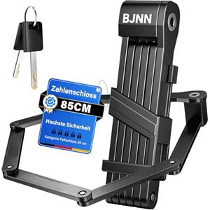 BJNN Lucchetto Pieghevole per Bici,85 cm 6 Nodi Lucchetto Bicicletta Antifurto, con Supporto e 3 Chiavi di Sicurezza, Portatile Piegatura Catena Bici, per Bicicletta, Moto，E-Scooter-V3 (Nero)