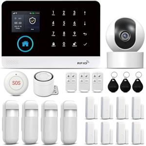 LWOHSI Sistema di allarme con telecamera, sistema di allarme antifurto GSM WIFI da 22 pezzi con allarme tramite app per telefono, sirena di allarme 120b, compatibile per casa e ufficio