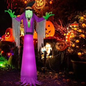 Kalolary 2,7m Decorazioni di Halloween Gonfiabili, Strega Gigante con Luce Incorporata per Esterni, Adatto per Haunted House, Giardino