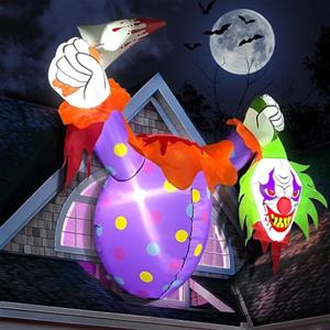 Kalolary 4,5 Piedi Gonfiabili di Halloween Pagliaccio | Halloween Gonfiabili Pagliaccio Scoppiato Finestra Gonfia Decorazioni Esterni Cortile Prato Casa Famiglia Forniture Feste