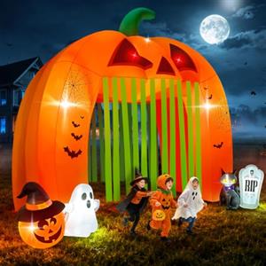 Kalolary - Arco gonfiabile a forma di zucca di Halloween, 3,5 m, tunnel gigante per zucche, decorazione per esterni, per feste