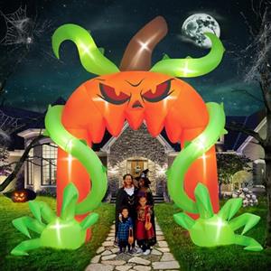 Kalolary 12 Piedi Vite Grande Arco di Zucca Gonfiabile di Halloween | Cancello Zucca Gonfiabile con Decorazione Esterni Halloween Decorazioni Gonfiabili per Cortile Prato Casa Famiglia Feste