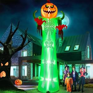 Kalolary 12 Piedi Giganti Gonfiabili di Halloween Testa Zucca Uomo | Gonfiabile Grandi Decorazioni Interni All'aperto Halloween Decorazioni Gonfiabili Per Prato Giardino Casa Forniture Feste