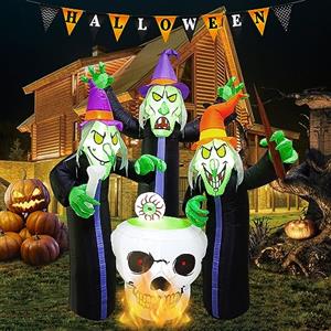 Kalolary 6,2 Piedi Gonfiabili Halloween Gonfiare Streghe Intorno Calderone | Grandi Decorazioni per Interni all'aperto Halloween Gonfiabili Prato Feste Casa Famiglia Forniture Feste
