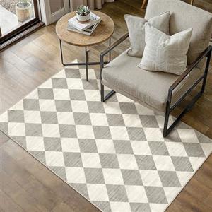 PureCozy Tappeto Salotto 80x150cm Grigio Geometrico | Antiscivolo, Camera da Letto, Grande, Tappeti, Moderno, Geometric, Rombo, Carpet, Soggiorno, Cameretta, Ufficio, Pelo Corto