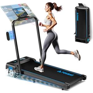 FOUSAE FITNESS Tapis Roulant, 5 in 1 Tapis Roulant Salvaspazio Elettrico con 12 Programmi HIIT Predefiniti e 10% Inclinazione, 12KM/H, Motore Silenzioso 2,75 CV, APP/Telecomando, 158 kg, Casa/Ufficio
