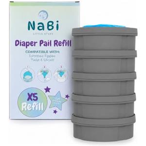 NABI LITTLE STEPS 5 Ricariche Compatibili con Sistema di Smaltimento Avanzato per Pannolini Tommee Tippee Twist and Click. Ricariche Profumate, Facili e Convenienti