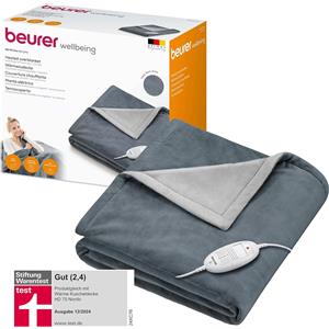 beurer Coperta riscaldante Beurer HD 75 Grigio Scuro, accogliente e morbida coperta riscaldante, 6 impostazioni di temperatura, lavabile in lavatrice, con spegnimento automatico e particolarmente sicura,