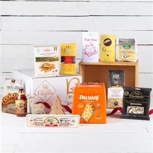 Re Regalo, Cesto Regalo Gastronomico, Confezione di Natale con Panettone, Pasta, Riso, Dolci e Prodotti Italiani (Natale Panettone)