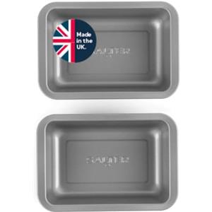Salter Essentials, set di 2 pirofile rettangolari profonde | Acciaio al carbonio, 16,5 x 11,5 x 4,5 cm, fino a 220 °C, per friggitrice ad aria, lavabili in lavastoviglie, bordi alti
