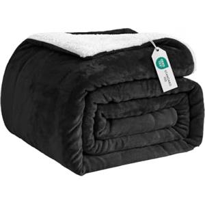 Good Nite Coperta Plaid 130x150 cm da letto in Flanella Sherpa Blanket,leggera,tinta unita,per divano