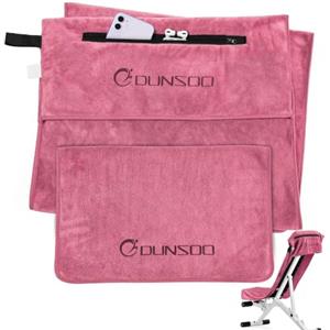 DUNSOO Asciugamano fitness 2 pezzi (120 x 50 cm + 80 x 40 cm) | asciugamano sportivo antiscivolo con tasca con cerniera, asciugamano da palestra