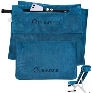 DUNSOO Asciugamano fitness 2 pezzi (120 x 50 cm + 80 x 40 cm) | asciugamano sportivo antiscivolo con tasca con cerniera, asciugamano da palestra