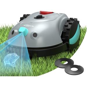YARDCARE V100 Robot Tagliaerba a Batteria con Navigazione Visiva, Taglio a Spirale, Rilevamento di 150 Ostacoli, Robot Tosaerba Elettrico Fino a 150m², Robot Tosaerba Eelettrico con Lame di Ricambio