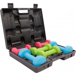 Gorilla Sports Set di manubri GORILLA SPORTS® - pesi da 12 kg con valigetta, 2 x 1 kg, 2 x 2 kg e 2 x 3 kg, antiscivolo, set di manubri in neoprene, manubri per aerobica, allenamento della forza, valigetta per manubri, manubri per fitness