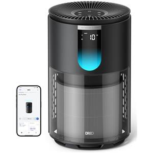 DREO Purificatore d'aria smart 539AS per animali e allergici | Filtro HEPA 3 en 1, filtra il 99,97% delle particelle, sensore PM2,5, display AQI, app e Alexa, contro peli, odori e polline