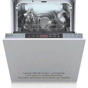 Candy Brava Lavastoviglie Slim da Incasso 45 cm, 10 Coperti, 8 Programmi, Ciclo Rapido 30 Min, Partenza Ritardata 3-6-9h, Salvaspazio, Classe E, 44,8 x 55,9 x 81,6 cm, Argento - CDIH 2T1047