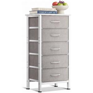 Coleshome Alta Cassettiera Camera da Letto, con 5 Cassetti in Tessuto | Cassettiera Piccola, Piano in Legno, Adatto per camere da letto e ingressi, Grigio Chiaro, 40 x 30 x 80 cm
