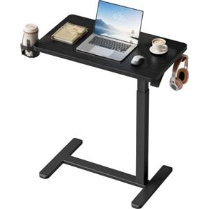 WOLTU Scrivania Regolabile in Altezza con Ruote, Tavolino con Rotelle,70x40 | Altezza 66-108 cm, con Portabicchieri Girevole e Gancio, Testato 20.000 Cicli, Salvaspazio, per Divano e Letto, Nero