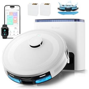 Lefant M2L Plus Robot Aspirapolvere Lavapavimenti con Mappatura, 6000 Pa | Svuotamento Automatico 75 Giorni, 130min, Navigazione Laser dToF +Ostacoli PSD, Pulizia Personalizzata, WiFi/App/Alexa/iWatch