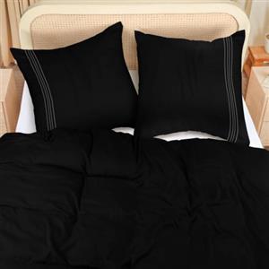 Utopia Bedding Copripiumino Matrimoniale 240x220 - Copripiumino In Microfibra Di Poliestere 240x220cm + Federe Ricamate 65x65cm - Nero