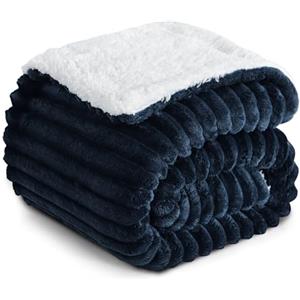 RUIKASI Plaid Coperta Pile Singolo - 130x150 cm Coperta Termica Invernale Sherpa Morbida per Divano e Letto Singolo, Blu