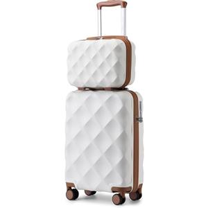 British Traveller Set di 2 Valige 31/54CM Valigia Trolley Rigida ABS+PC con Rotelle Girevoli e TSA Lucchetto (13+20pollici, Bianco)