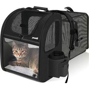 Pecute Zaino Porta Animali Estensibile Sia per Cani di Piccola Taglia Che per Gatti, Cuccia Portatile/Trasportino Estraibile Indicato per Viaggi Sia Lunghi Che Corti