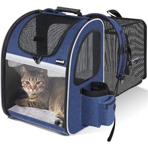 Pecute Zaino Porta Animali Estensibile Sia per Cani di Piccola Taglia Che per Gatti, Cuccia Portatile/Trasportino Estraibile Indicato per Viaggi Sia Lunghi Che Corti