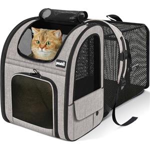 Pecute Zaino per Cani Gatti Estensibile, Cuccia Portatile, Trasportino Estraibile Indicato per Viaggi Sia Lunghi Che Corti