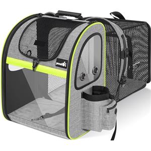 Pecute Zaino Porta Animali Estensibile Sia per Cani di Piccola Taglia Che per Gatti, Cuccia Portatile/Trasportino Estraibile Indicato per Viaggi Sia Lunghi Che Corti