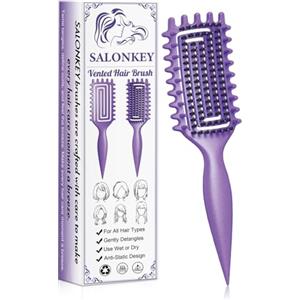 SALONKEY Spazzola per Capelli Ricci Districante e Antistatica, Impugnatura Ergonomica, Definisce i Ricci Senza Dolore, Adatta per Donna Uomo Bambini, Ideale per Capelli Mossi Crespi Secchi e Bagnati