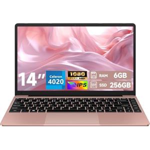 bvate PC Portatile Computer Portatile Win11 Notebook 14 Pollici 6GB 256GB | 2.4G+5G Supporta La Scheda SSD La Scheda TF Estesa, Wireless Bluetooth Mouse Wifi, Italiana Tastiera - Oro rosa