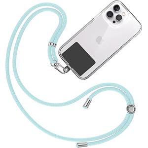 TBOC Cordino Catenella Laccio Strap Porta Cover [Blu Chiaro] con Toppa di Fissaggio [Nero] per Telefono Cellulare da Collo - Tracolla Catenina con cordini Accessori Telefoni Universale Laccetti