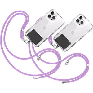 TBOC 2X Cordino Catenella Laccio Strap Porta Cover [Malva] con Toppa di Plastica [Nero] per Telefono Cellulare da Collo - Tracolla Catenina con Cordini da Cellulari Accessori Universale Laccetti