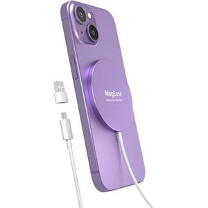 Hoonyer Caricatore Wireless Magnetico 2 in 1 - Design Ultra Sottile in Lega di Alluminio Compatibile con iPhone 16/15/14/13/12 (tutti i modelli) e AirPods 4/3/2/Pro (Viola)