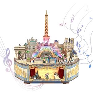 Tonecheer Carillon in Legno Puzzle 3D, Kit fai da te per Adulti, Scatola Musicale Girevole, Puzzle in Legno, Regalo per Compleanno, Natale teenager (Parigi Romantica)