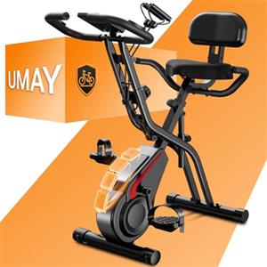 UMAY cyclette da casa pieghevole Ergometer | con Resistenza Magnetica a 16 Livelli, cyclette per casa Bici da Camera con Sedile Comodo, Massimo 136kg
