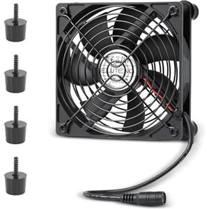 ELUTENG Ventola per PC da 120 mm, DC 12 V, con griglia in metallo (1700 giri/min), silenziosa, con 4 piedini ammortizzanti per computer, server, PC da gioco, cabina AV, router