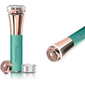iMusthav Rimozione dei peli del viso per donne - Lama a doppio anello flottante da 16mm, indolore, rasoio elettrico e epilatore portatile per viso, labbra e mento impeccabili - con testa placcata in