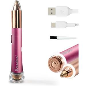iMusthav Depilazione facciale per donne, 2 in 1, rimozione dei peli del viso e regolasopracciglia, rasoio viso indolore e impeccabile con luce LED, epilatore ricaricabile per peluria e rasoio