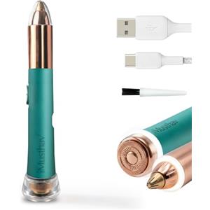 iMusthav Rasoio elettrico 2 in 1 per sopracciglia e peli del viso, da donna, indolore, con placcatura in oro 18 K, ricaricabile tramite USB, LED a 360°, per una depilazione impeccabile di sopracciglia
