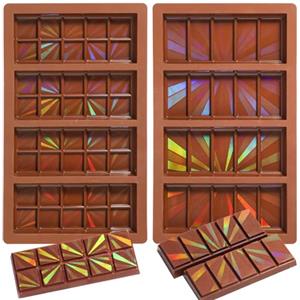 Webake stampo silicone olografico cioccolato Set di 2 stampi in silicone per cioccolatini, antiaderente, per olografico cioccolato