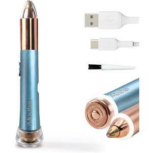 iMusthav Rasoio e Tagliacapelli Donna - Oro 18K LED | 2 in 1: punta per sopracciglia + testa del viso galleggiante. USB-C, portatile, morbido per pelli sensibili, blu