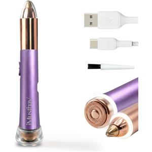 iMusthav Rasoio e trimmer viso donna - oro 18k, LED | 2 in 1: punta a matita per sopracciglia + testa galleggiante viso. Ricaricabile USB-C, portatile, morbido per pelli sensibili