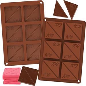 Webake Stampo in silicone per cioccolatini di San Valentino, 2 pezzi, con linguetta, quadrato, con mitra