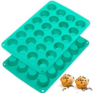 webake Stampo Mini Muffin in Silicone 4,8cm 2 Pezzi 24 tazze Teglia per Muffin per Mini Torte, Cupcake, Muffin, 35,4 x 22,3 x 2,4 cm