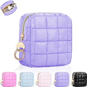 Playexen Porta Trucchi Piccola Trousse da Borsetta Ragazza Pochette Donna Trucco Mini Beauty Case da Viaggio Portatile Portamonete in PU con Cotone Impermeabile Donna Amica Compleanno Natale 13*5*13cm(Viola)