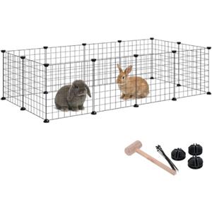 Baroni Home Recinto Modulare per Animali Domestici, Box Componibile in Metallo con 12 Pannelli, Recinzione per Cani di Piccola Taglia, Conigli, Criceti e Gatti, Facile da Montare con Martelletto